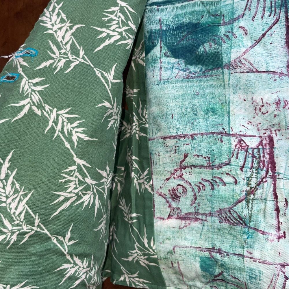 Handmade O/S Lagenlook OOAK Art to Wear Embroidered Fish Ocean Theme Vest - Picture 5 of 8